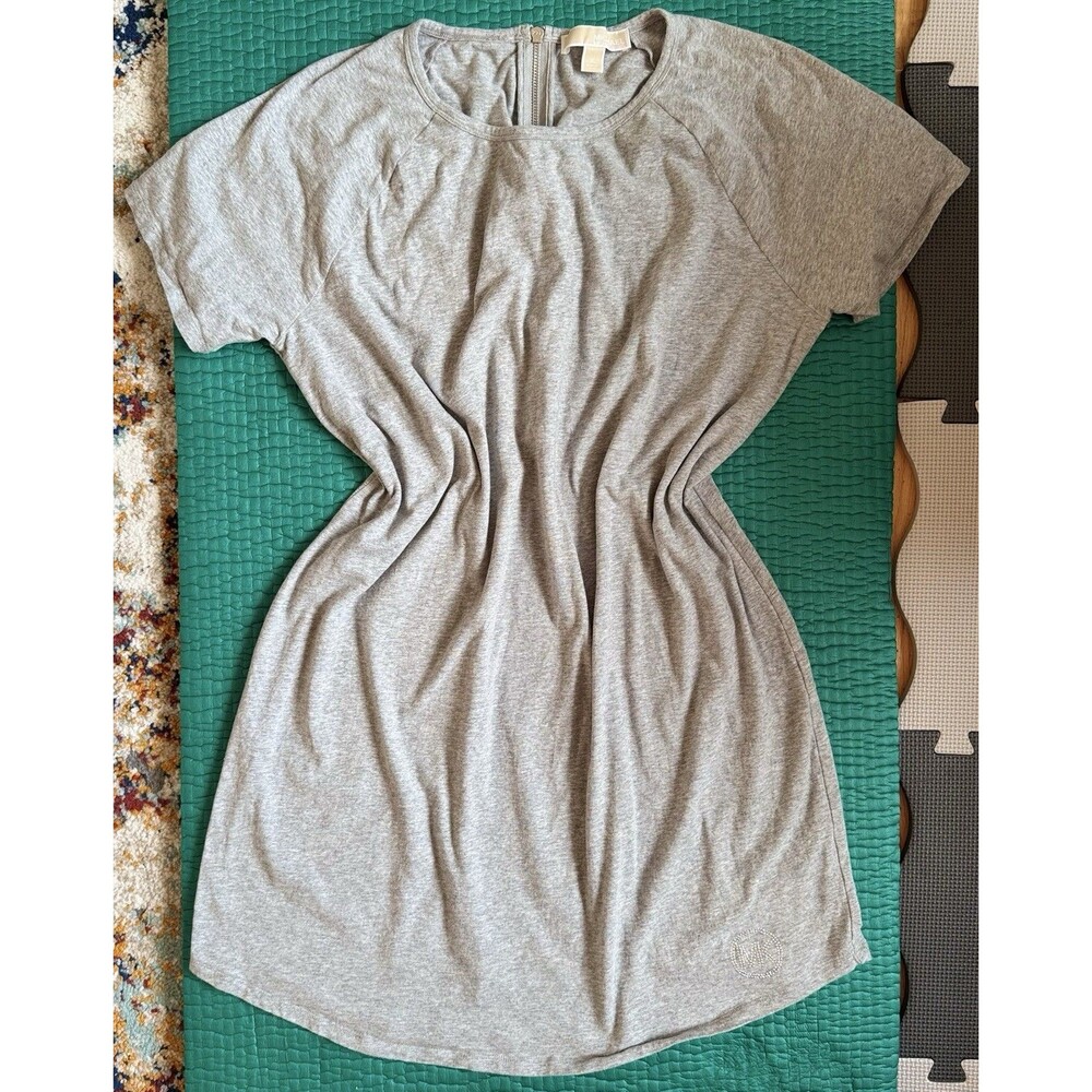 Michael Kors T-Shirt Dress XL Silver Rhinestone Logo Gray Cotton Y2K Mean Girl